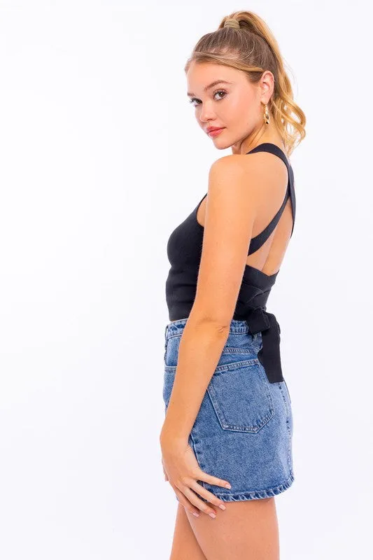 Ribbed Cropped Knit Cami Top