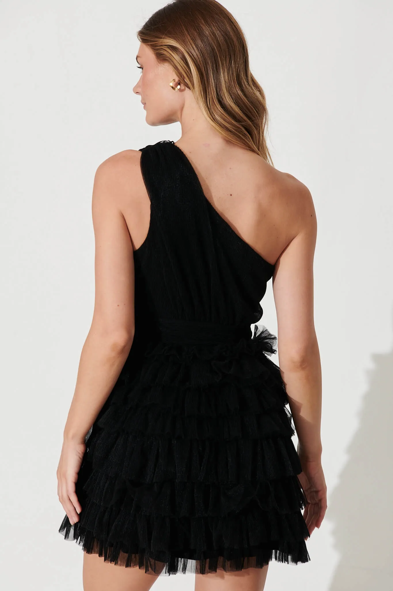 Riri One Shoulder Dress In Black