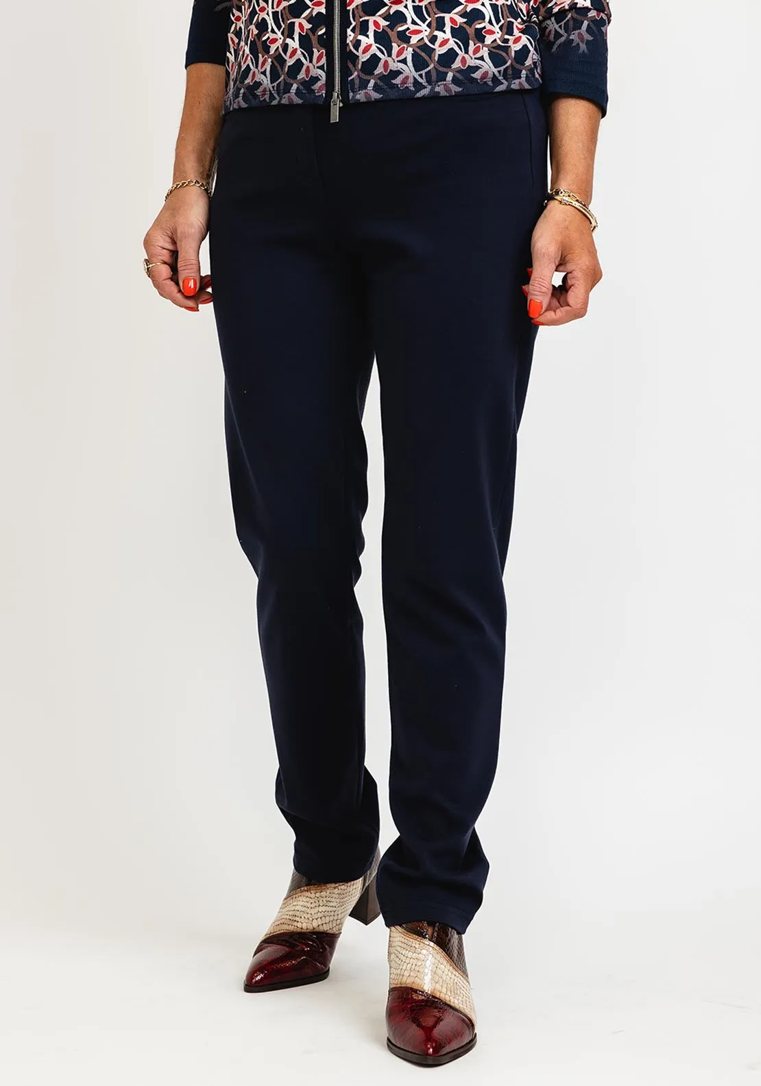 Robell Bella Full Length Comfort Stretch Trousers, Navy