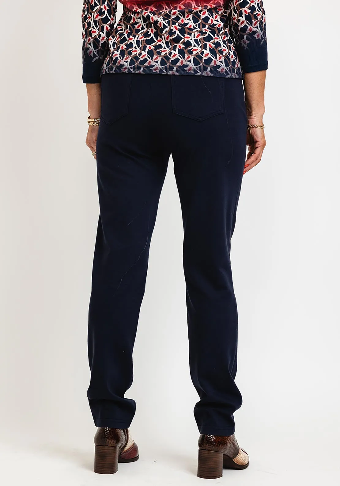 Robell Bella Full Length Comfort Stretch Trousers, Navy