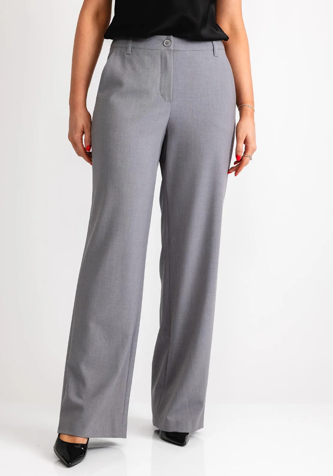 Robell Cloe Wide Leg Trousers, Grey