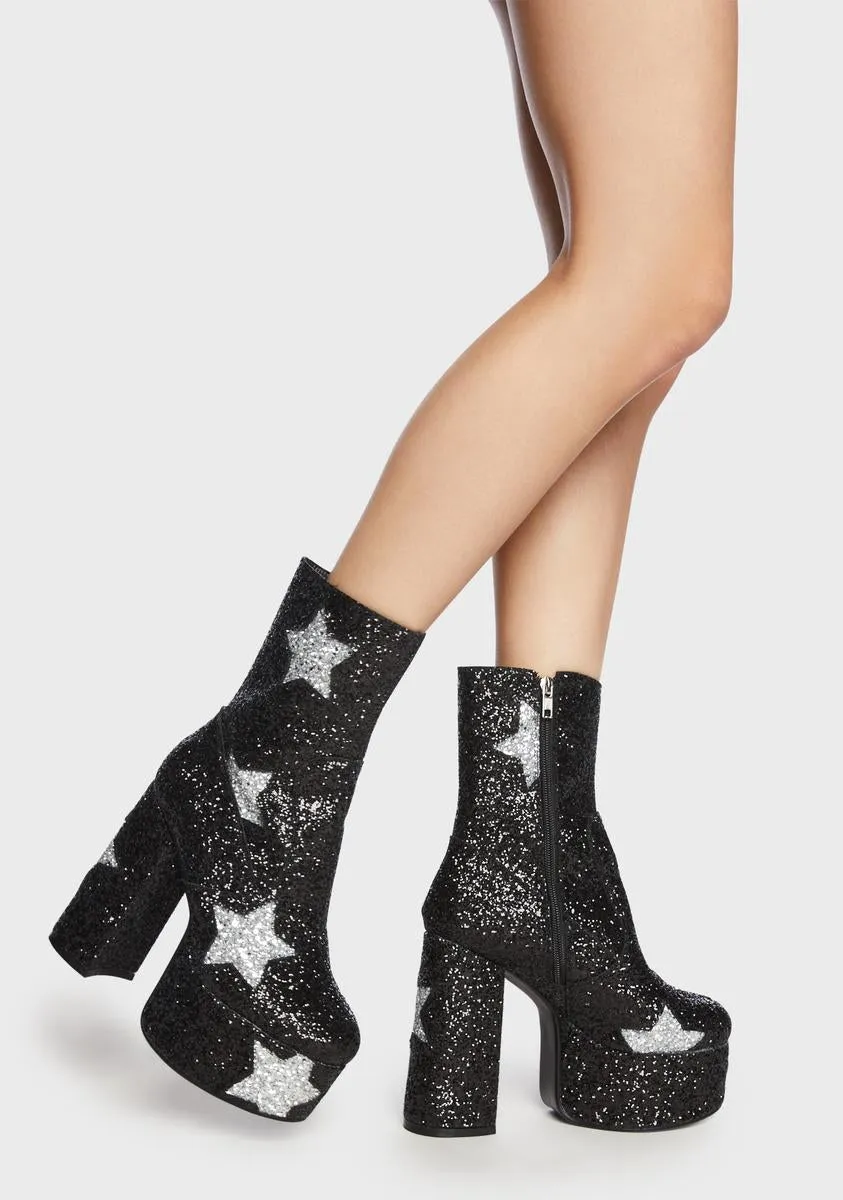 Rockstar Glitter Platform Boots