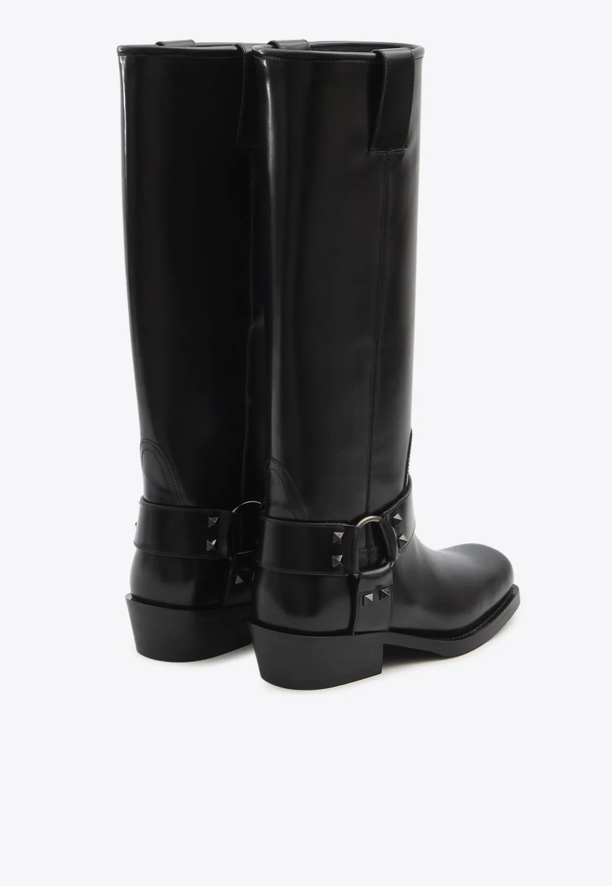 Rockstud Biker Leather Boots