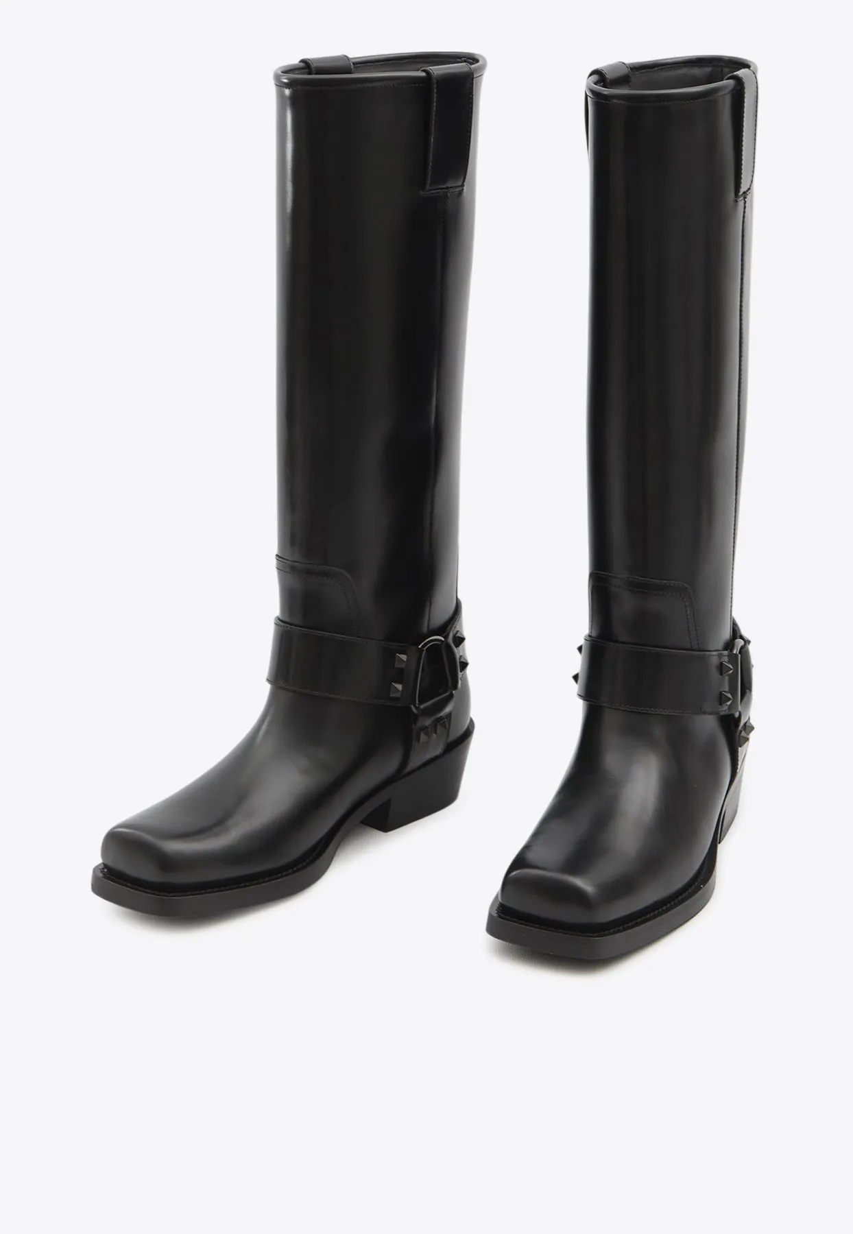 Rockstud Biker Leather Boots