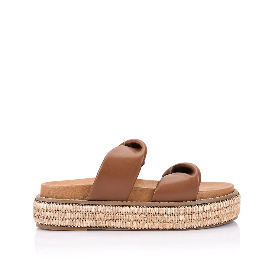 Rue Flatform Slides - Cognac Brown