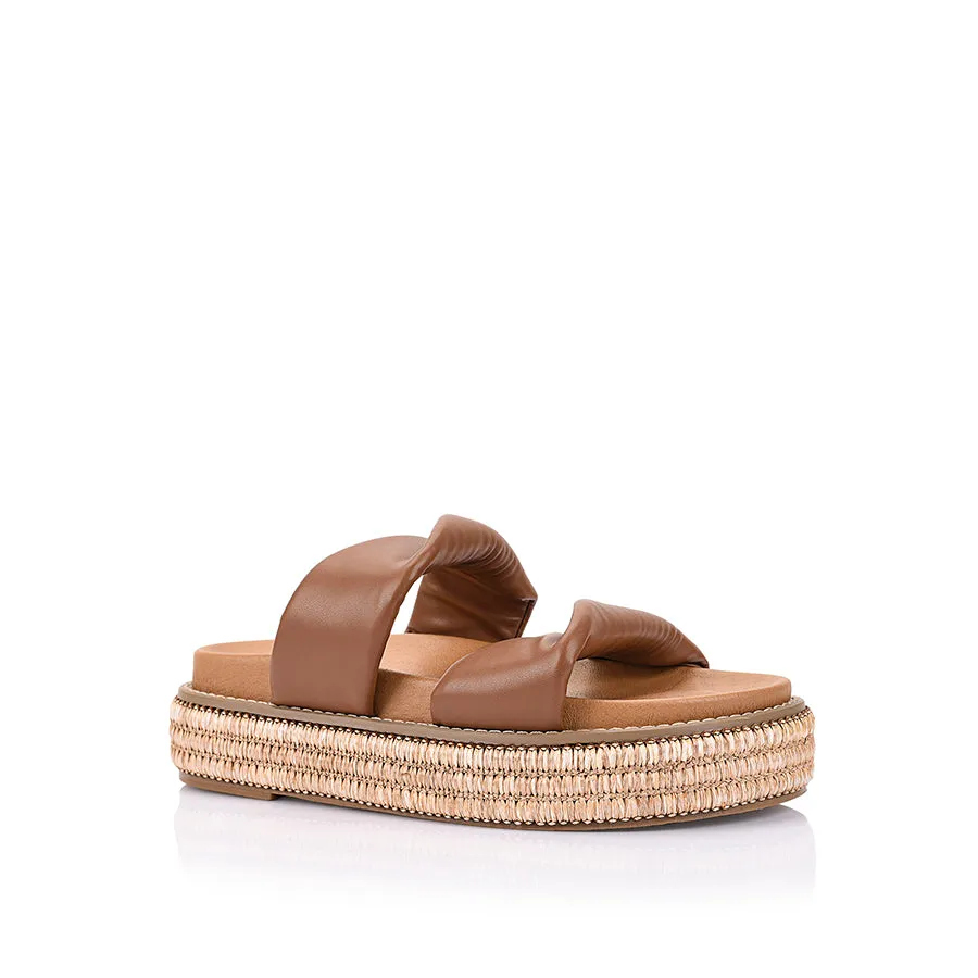 Rue Flatform Slides - Cognac Brown