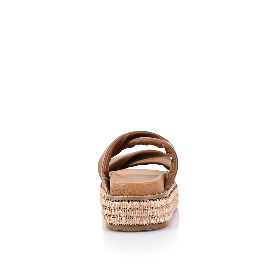 Rue Flatform Slides - Cognac Brown