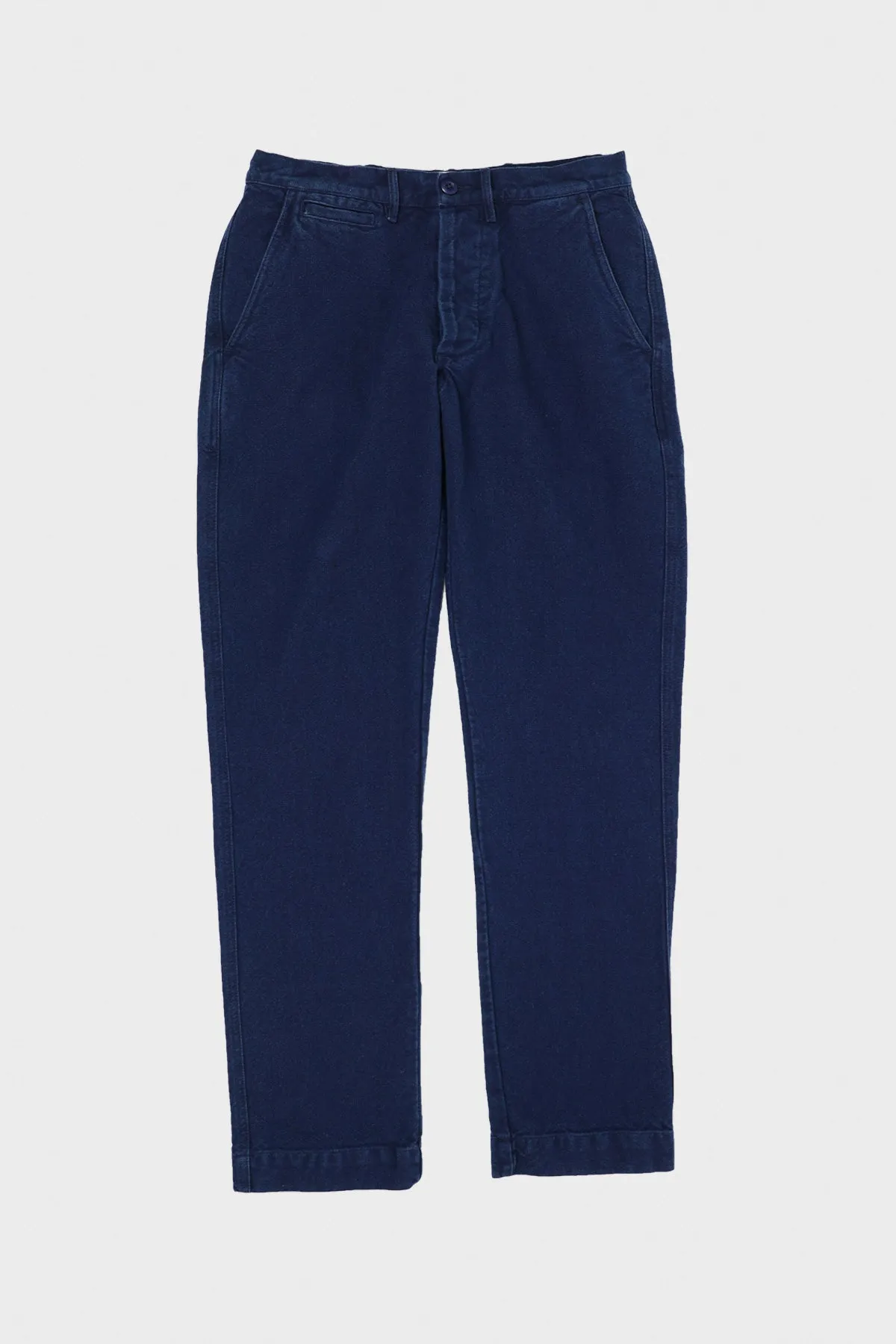 Rustic Plainweave Flat Front Chino - Indigo