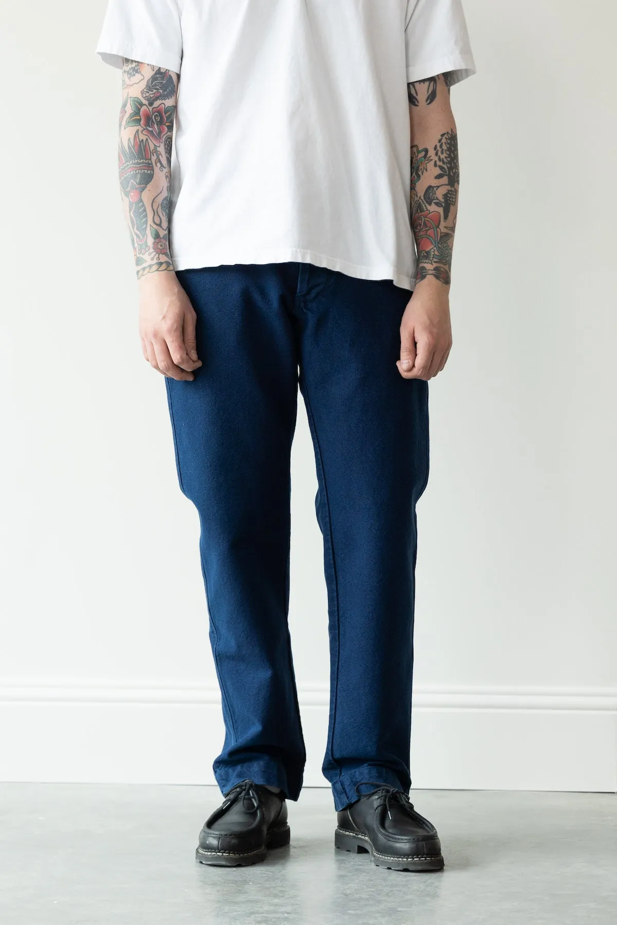 Rustic Plainweave Flat Front Chino - Indigo