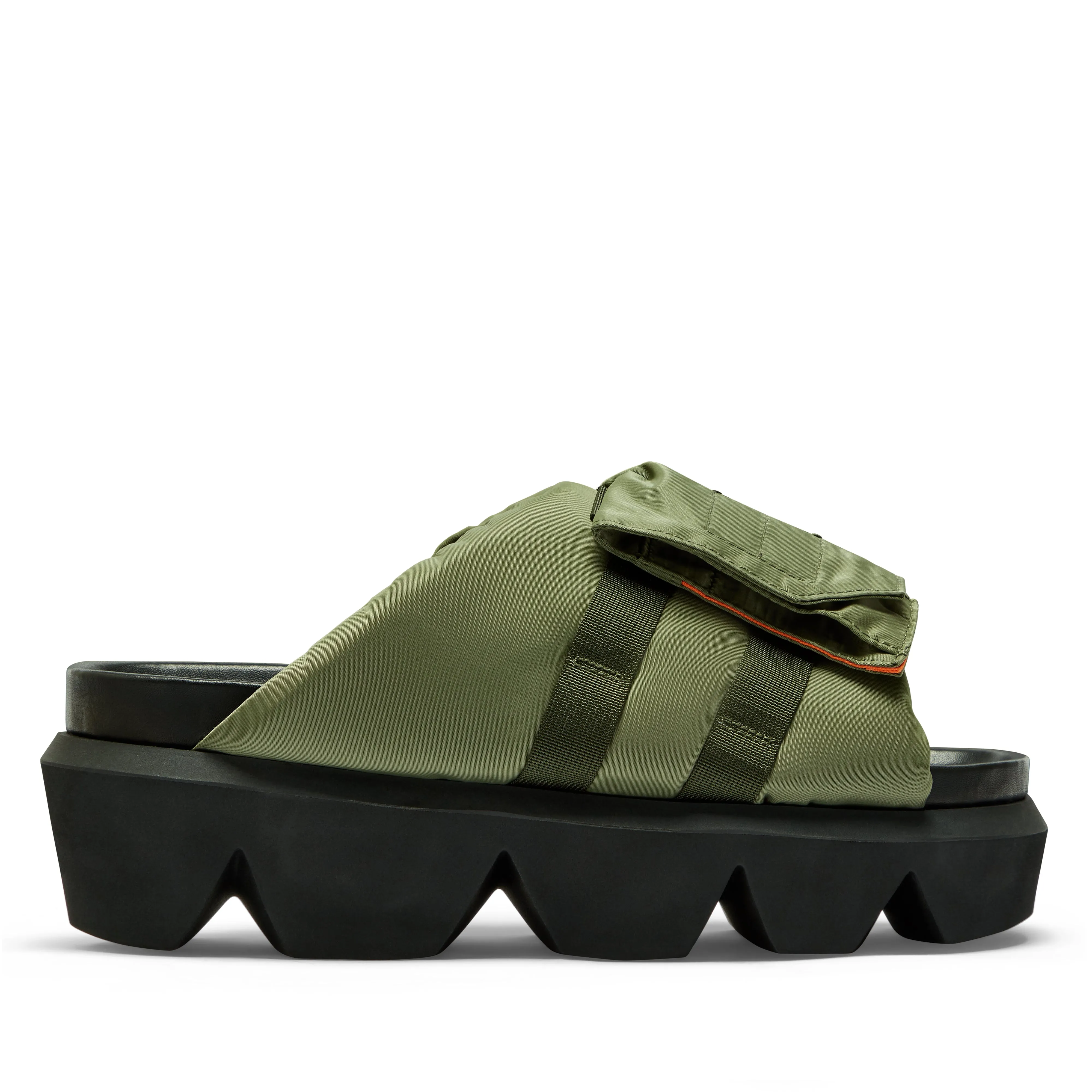 sacai Men’s Pockets Slides  Green