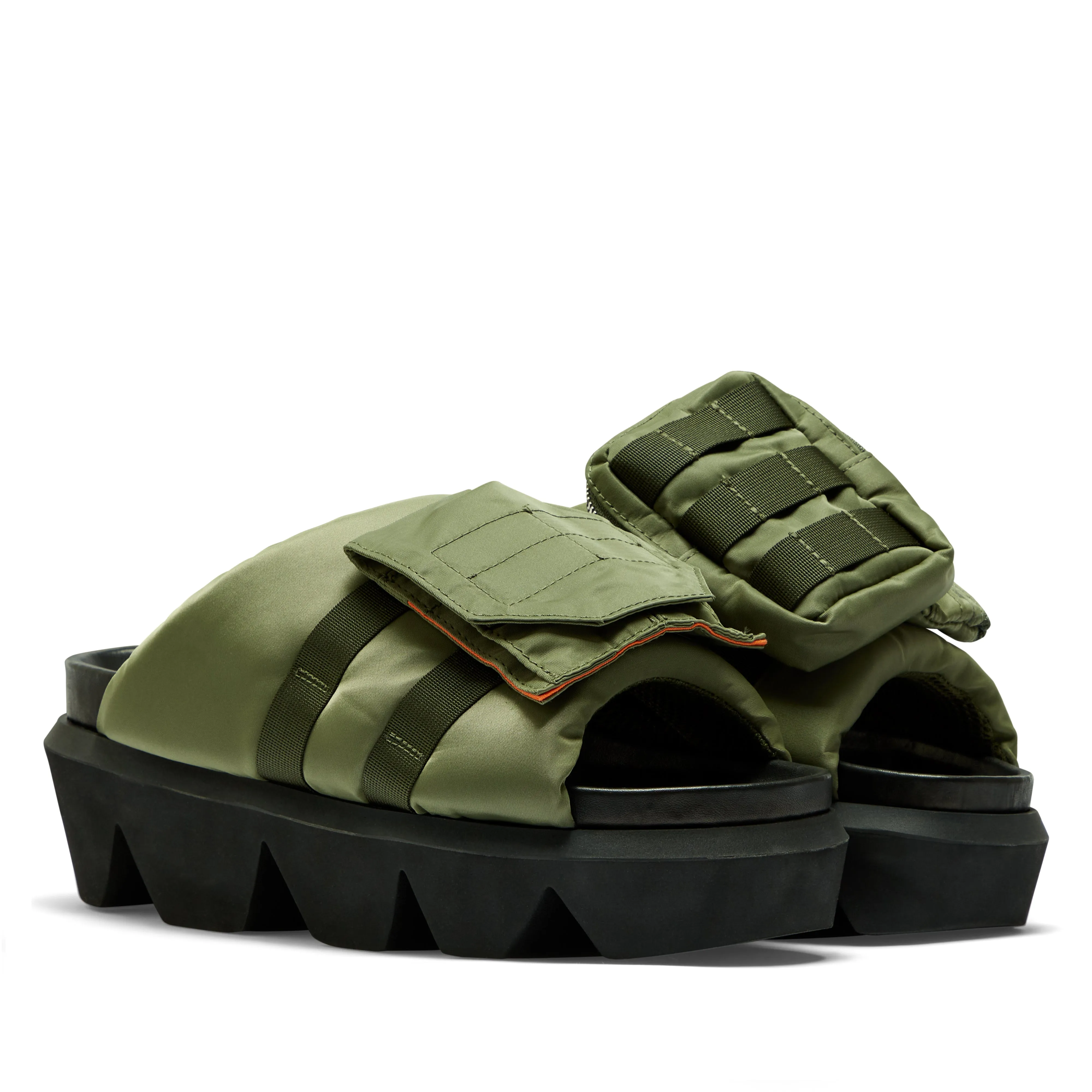 sacai Men’s Pockets Slides  Green