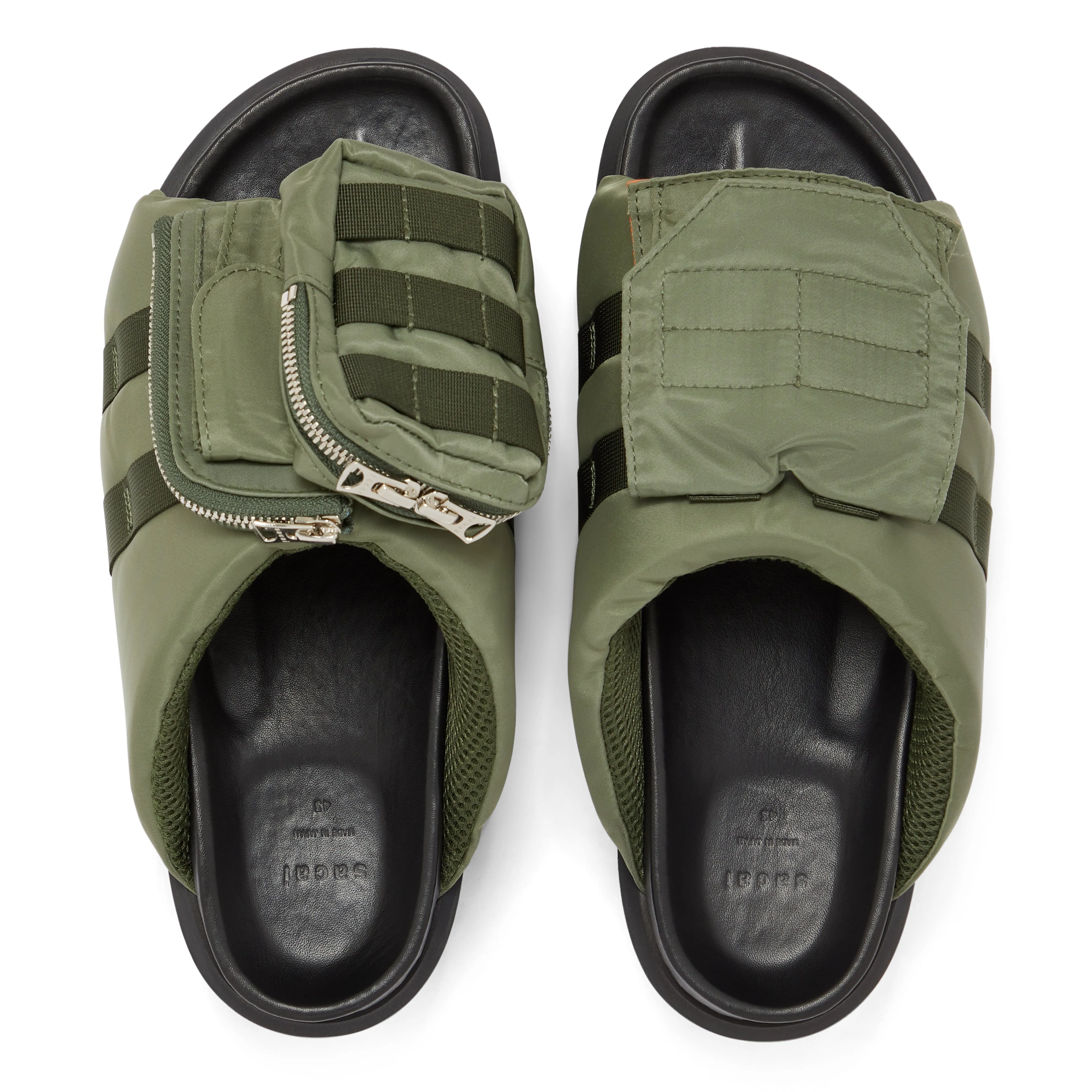 sacai Men’s Pockets Slides  Green