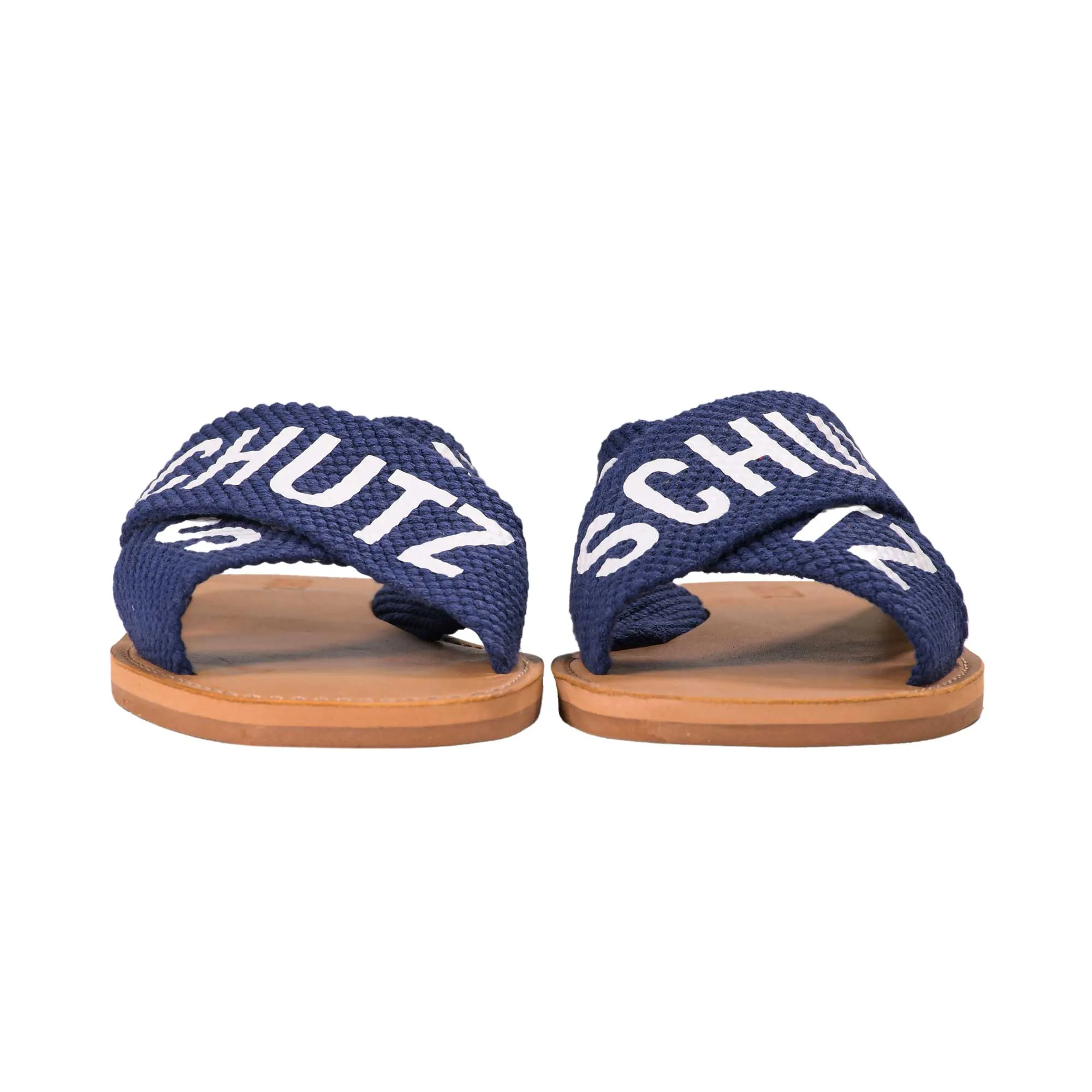 Schutz Women's Blue Oxford Flat Sandal