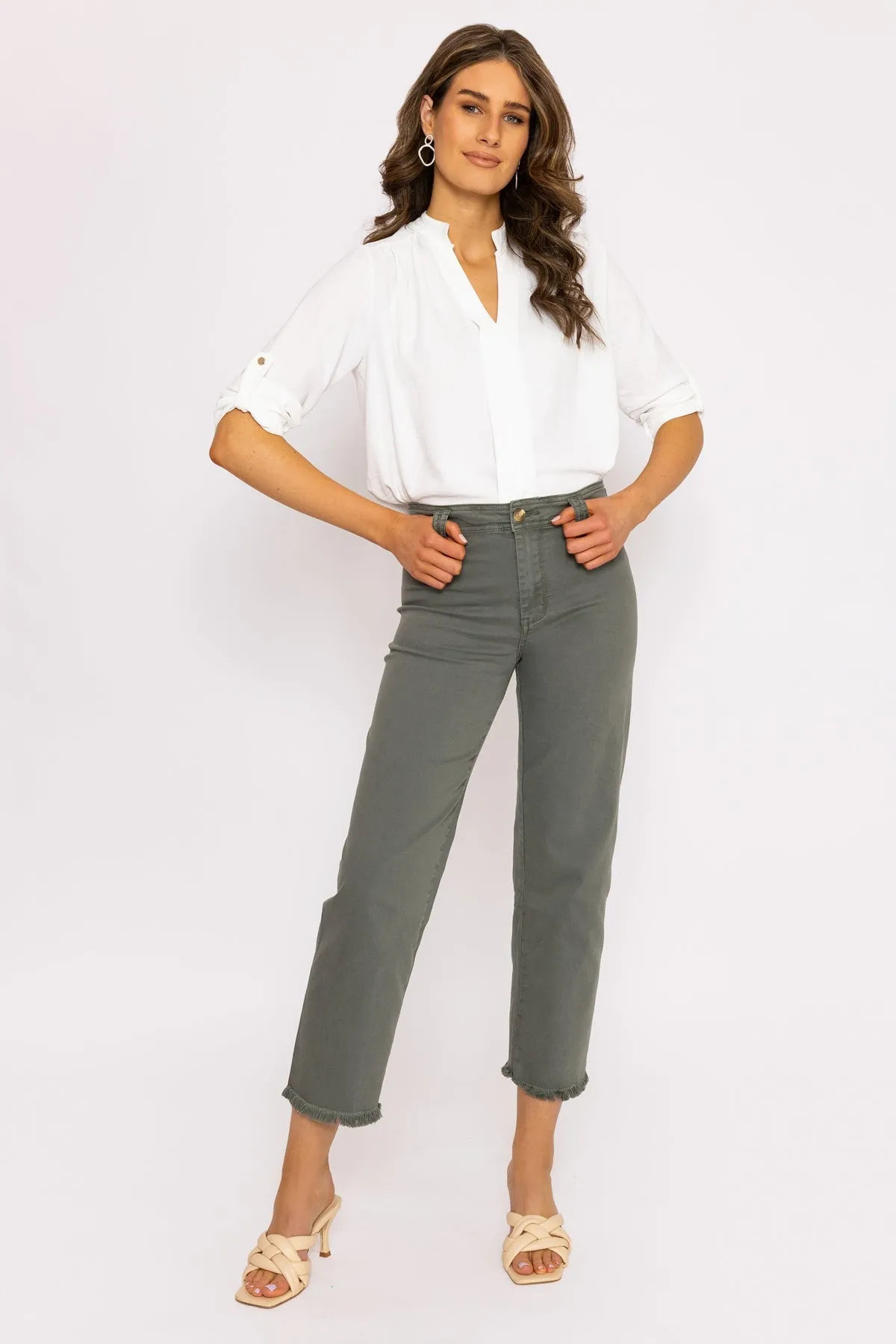 Seamless Hem Jeans in Khaki