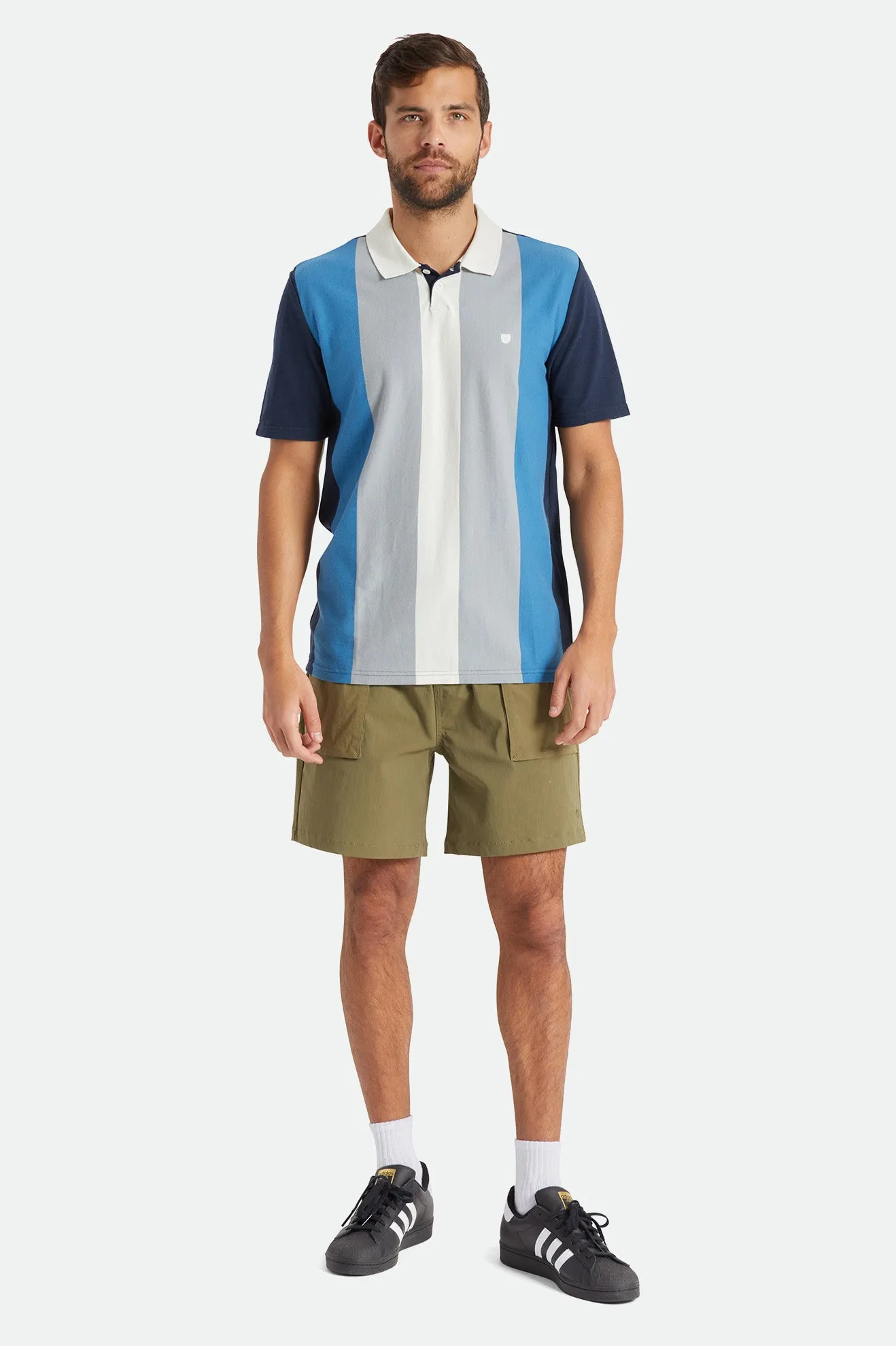 Shield S/S Polo Knit - Off White/Haze/Sky Blue