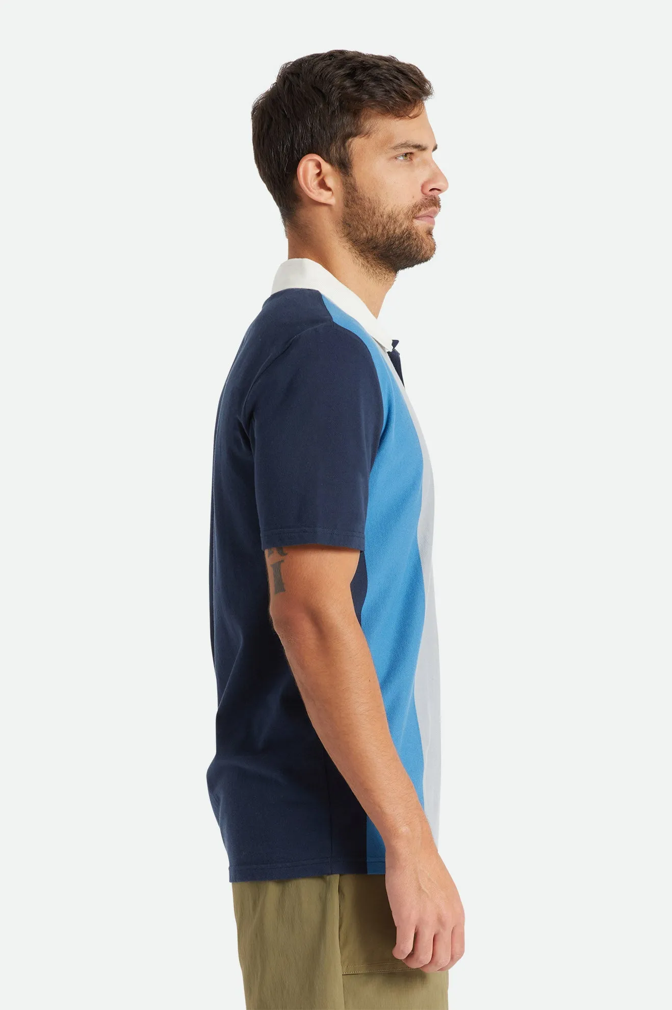 Shield S/S Polo Knit - Off White/Haze/Sky Blue