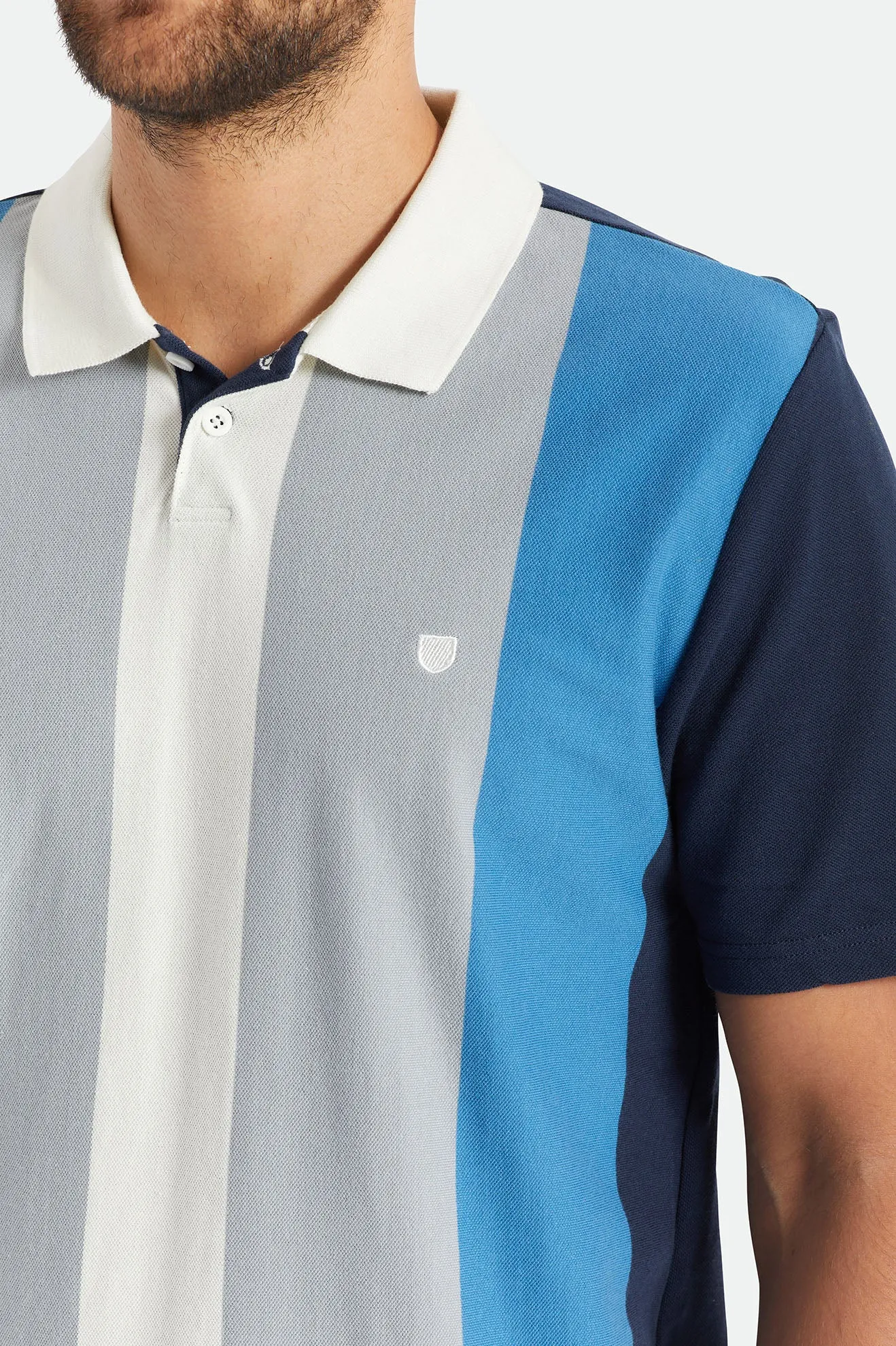 Shield S/S Polo Knit - Off White/Haze/Sky Blue