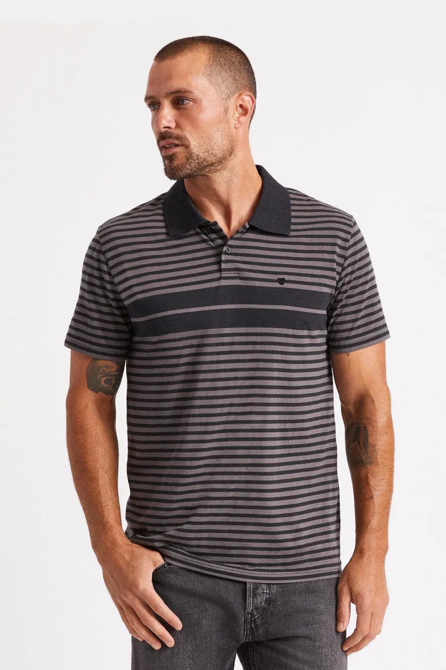 Shield Stripe S/S Polo Utility Knit - Black/Charcoal