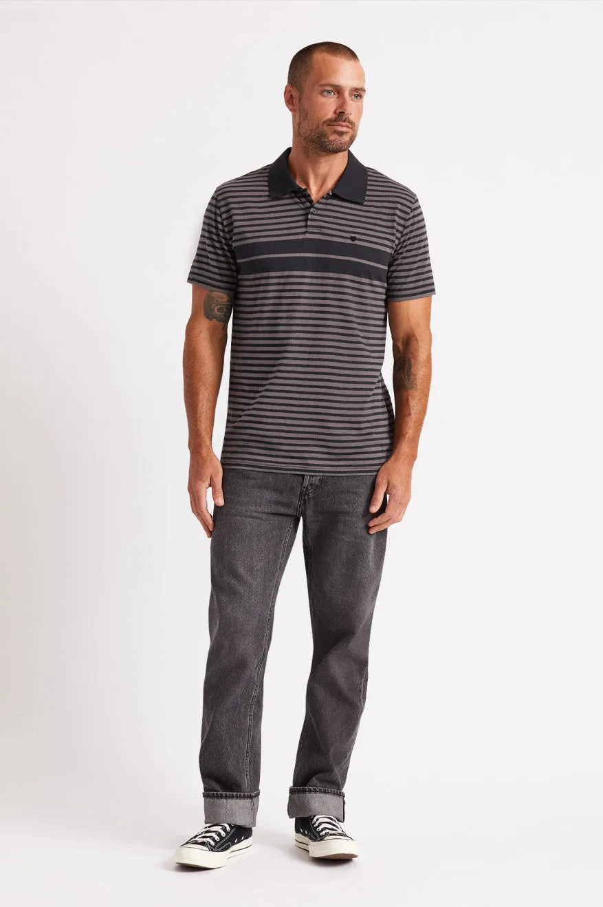 Shield Stripe S/S Polo Utility Knit - Black/Charcoal