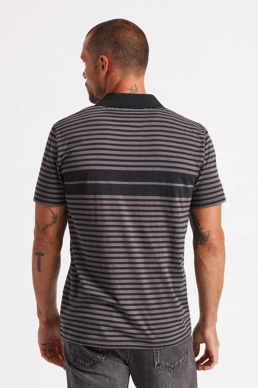 Shield Stripe S/S Polo Utility Knit - Black/Charcoal