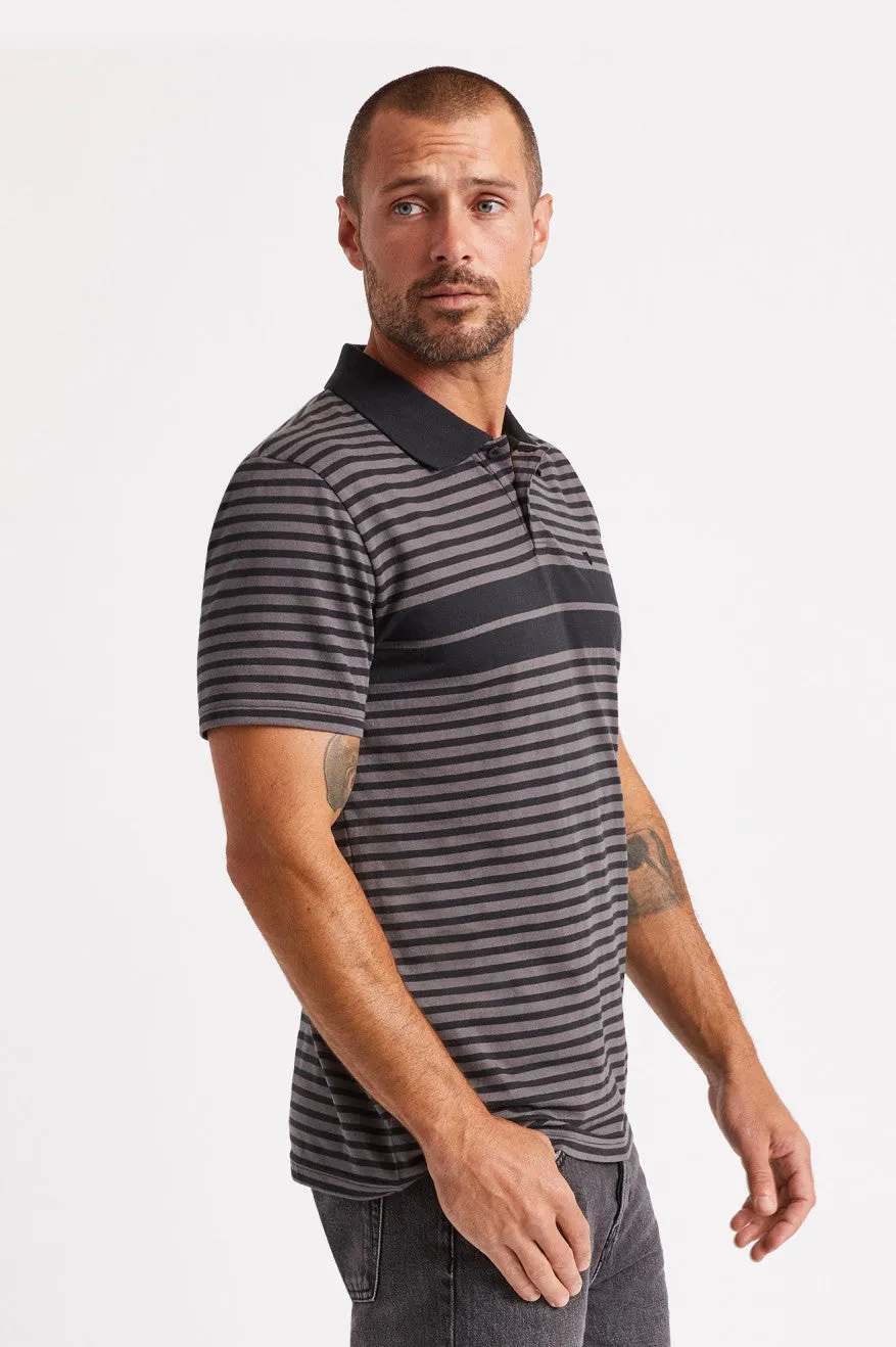 Shield Stripe S/S Polo Utility Knit - Black/Charcoal