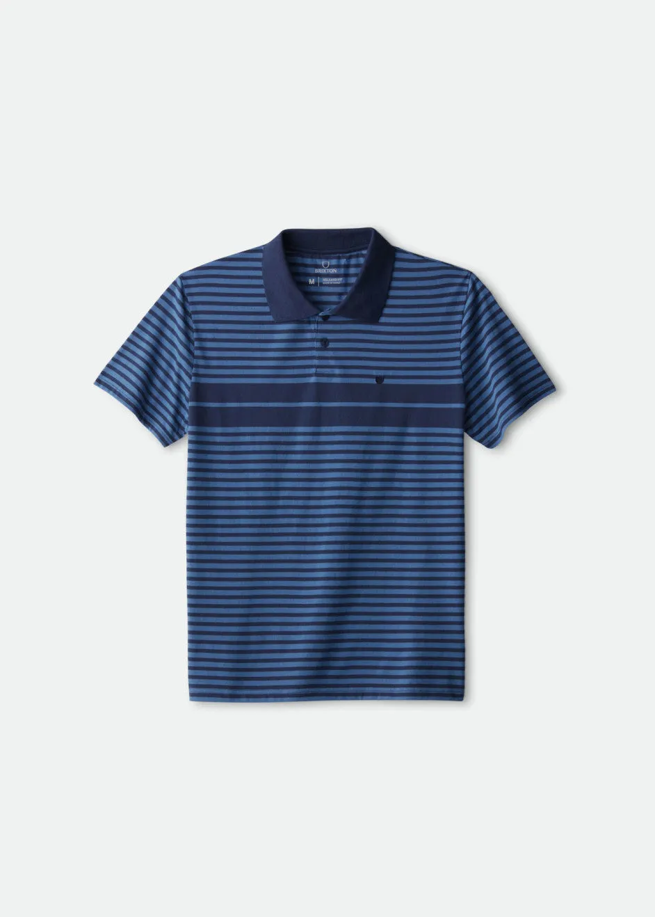 Shield Stripe S/S Polo Utility Knit - Washed Navy/Carolina Blue