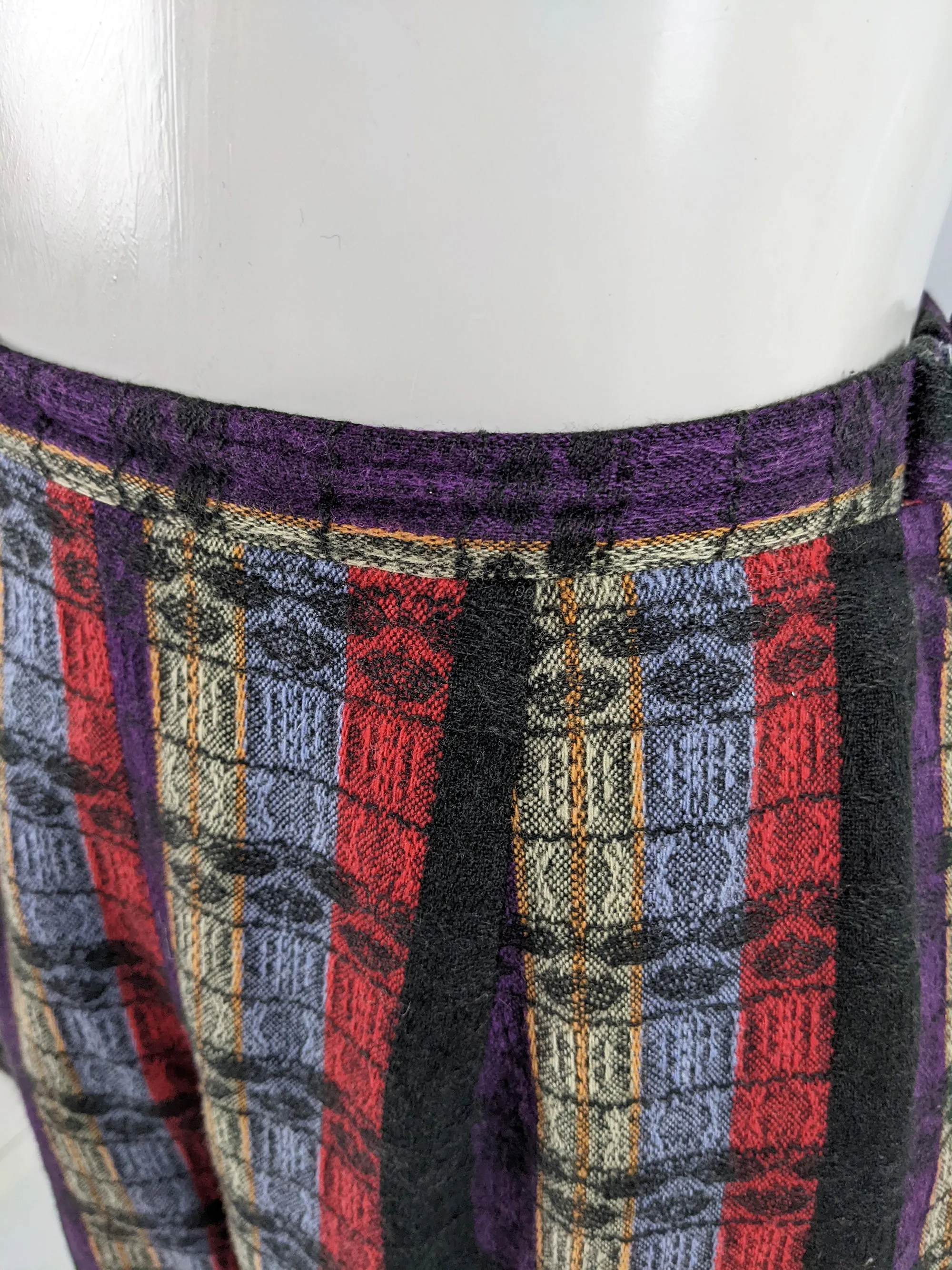 Shire Tex Vintage Multicoloured Woven Cotton High Waist Trousers, 1960s