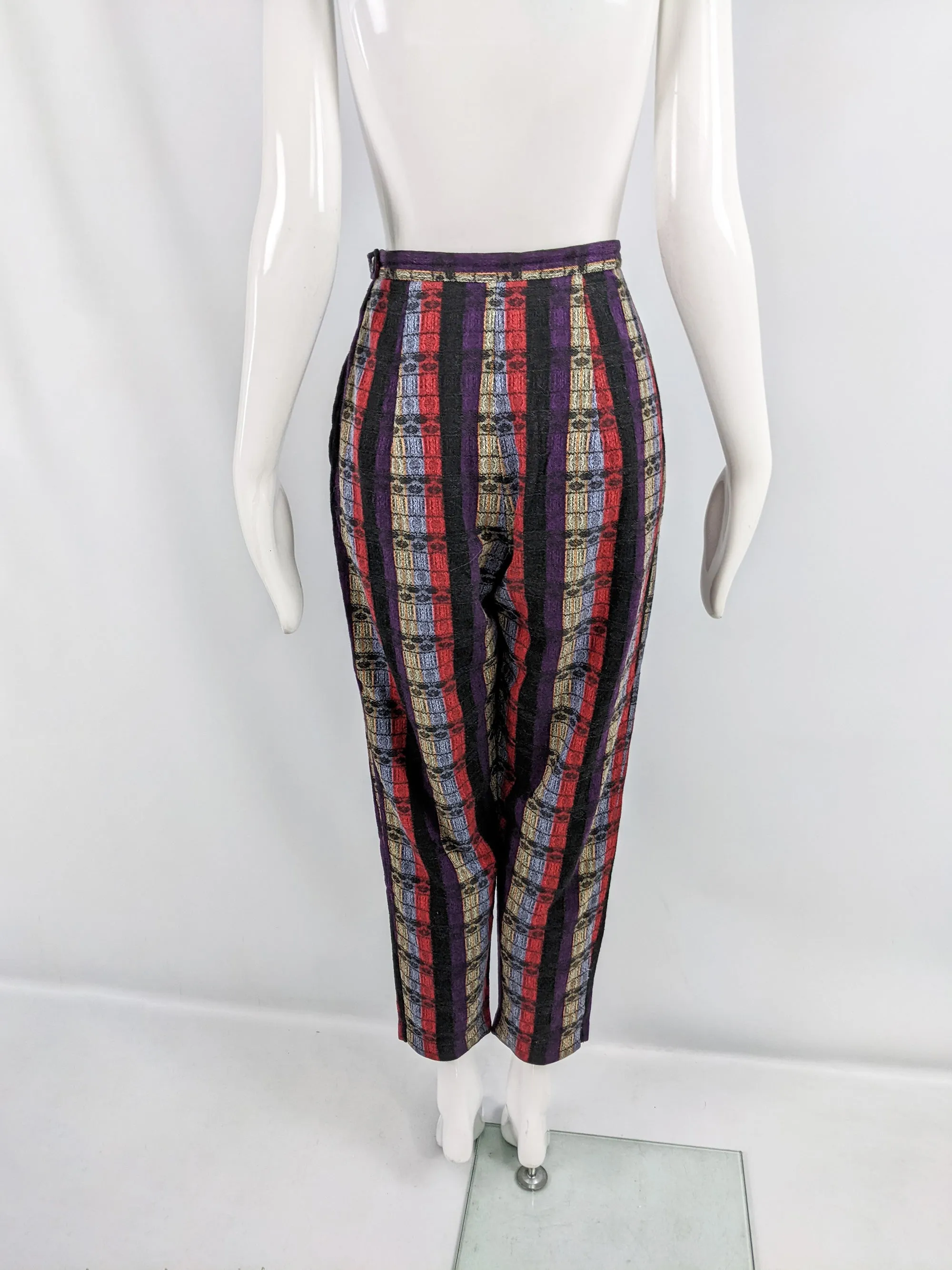 Shire Tex Vintage Multicoloured Woven Cotton High Waist Trousers, 1960s