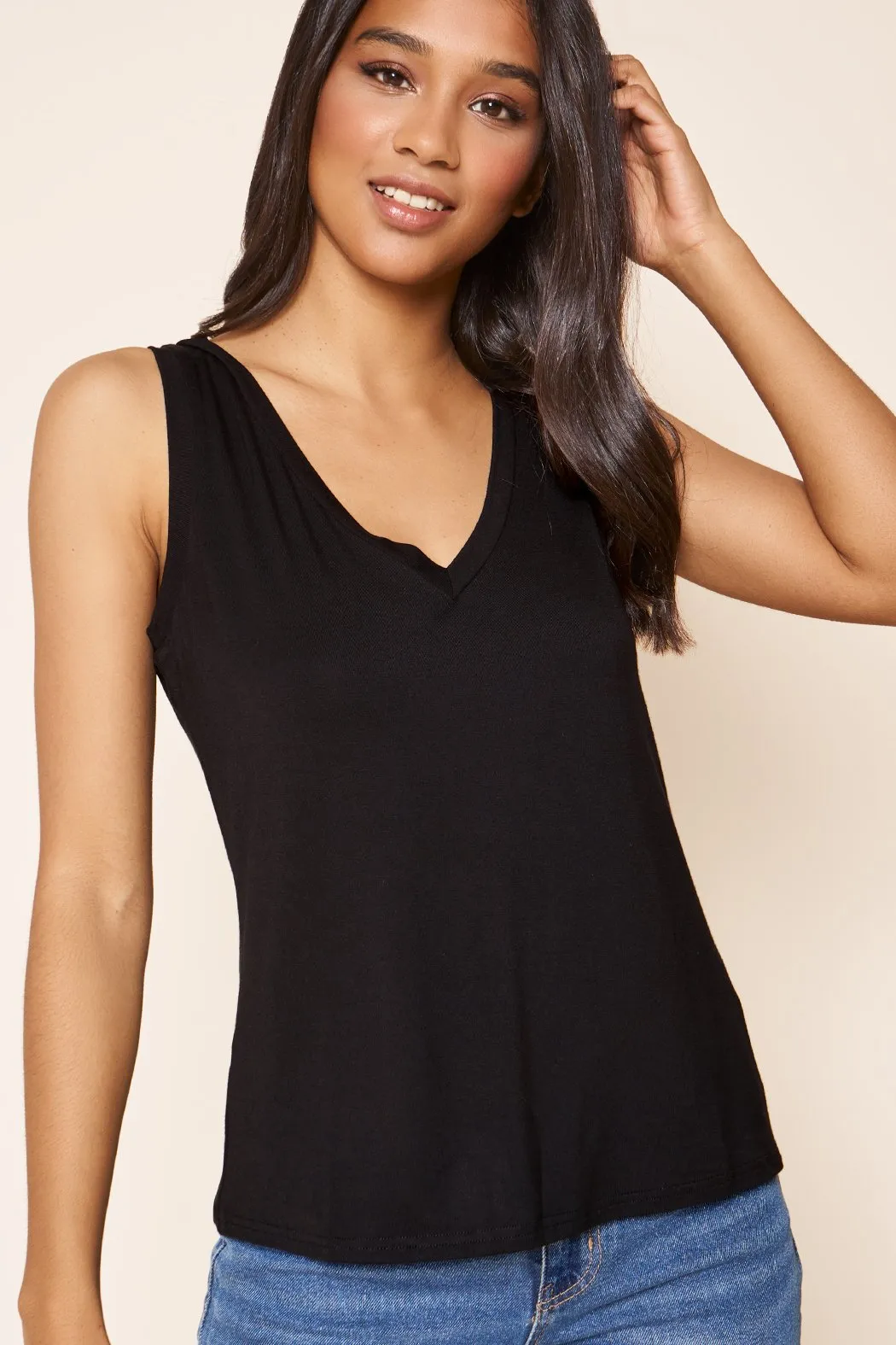 Sienna V-Neck Jersey Knit Tank Top