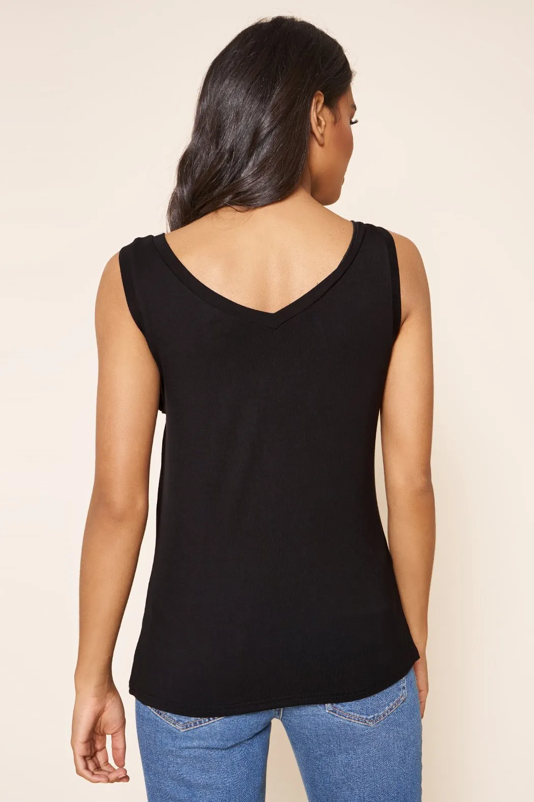 Sienna V-Neck Jersey Knit Tank Top