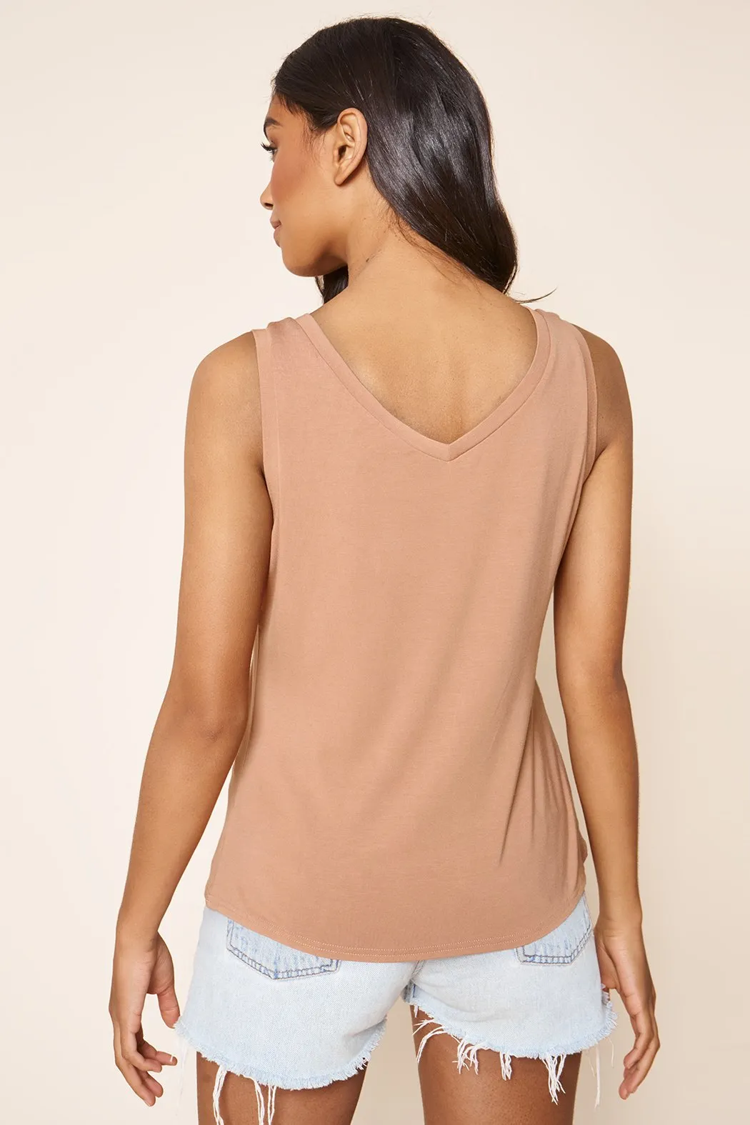 Sienna V-Neck Jersey Knit Tank Top