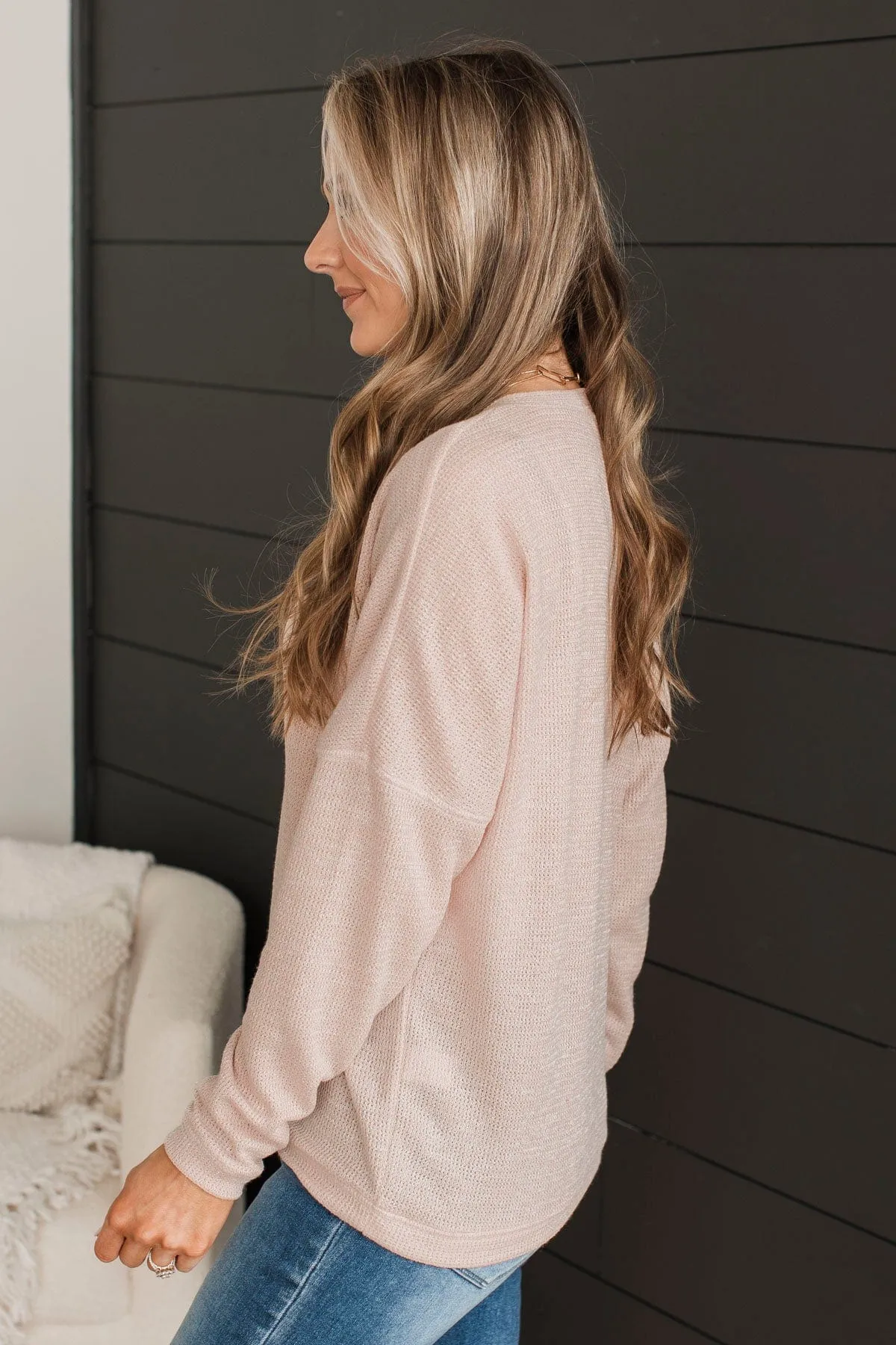 Knit Henley Top in Blush - Simple Delights.