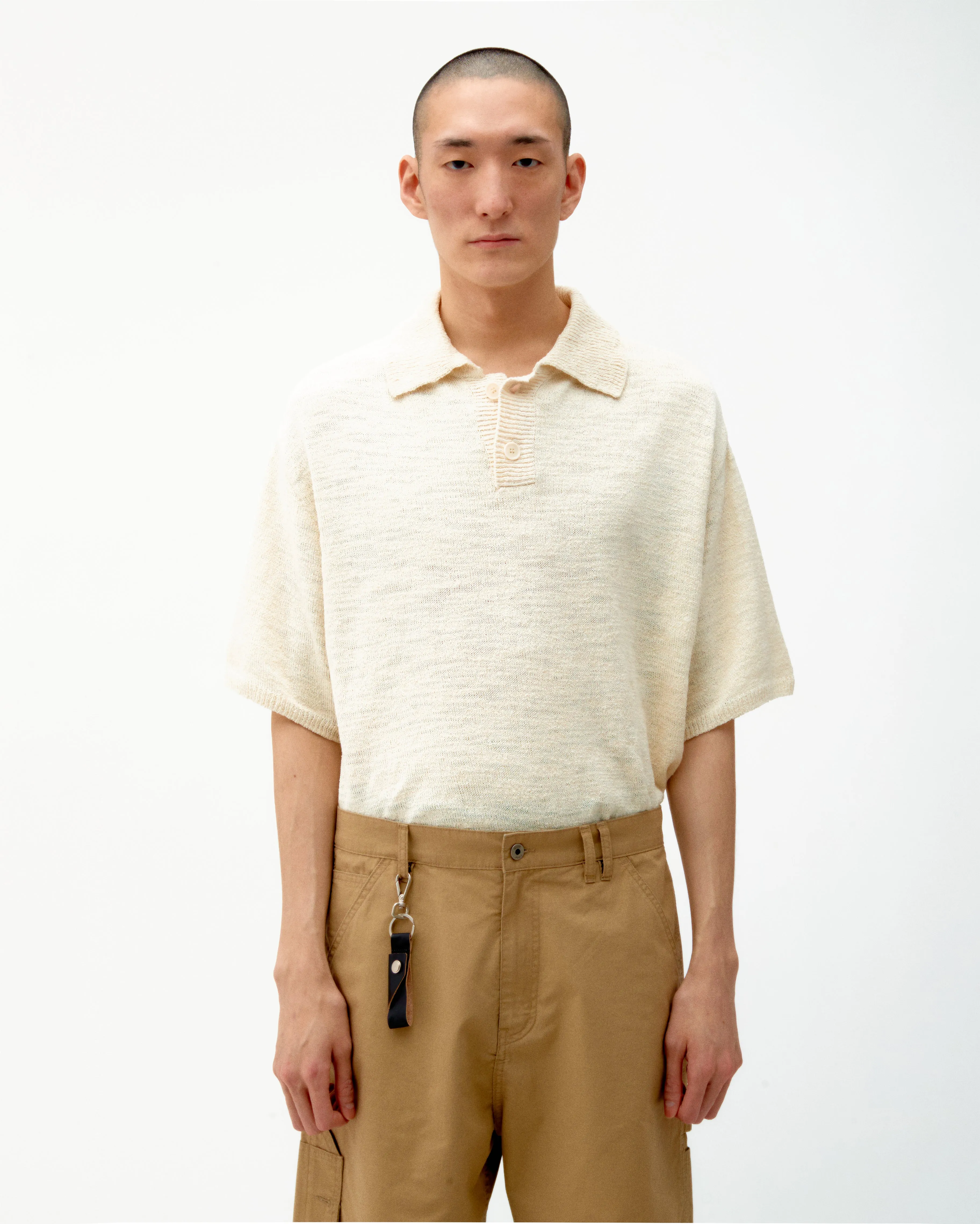 SLUB POLO KNIT - MELAGNE CREAM