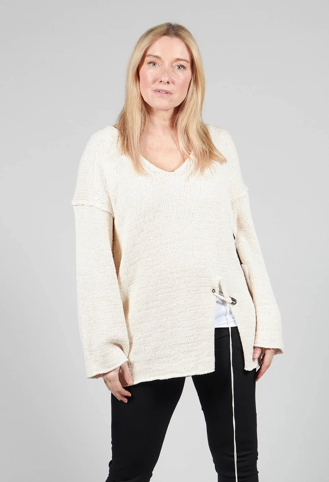 Soft White V Neck Knit