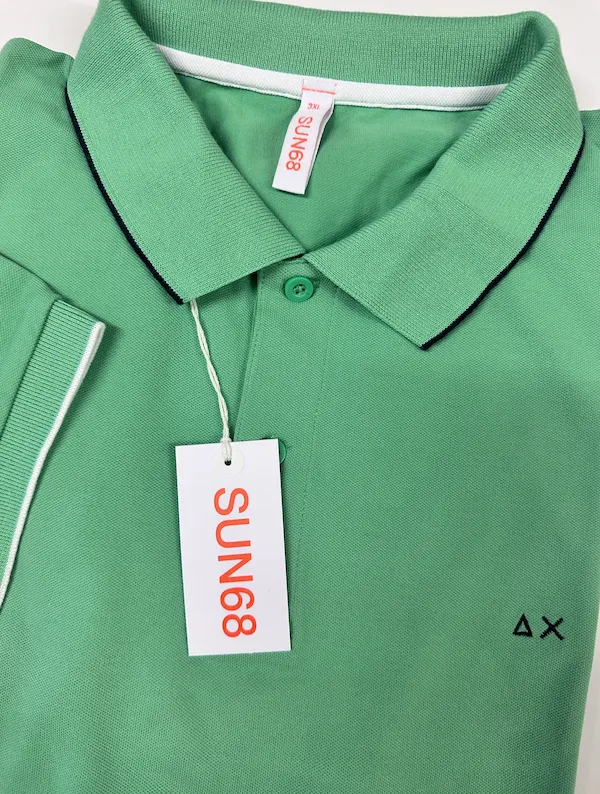 Size 3XL - SUN68 Cotton Short Sleeve Polo - Green