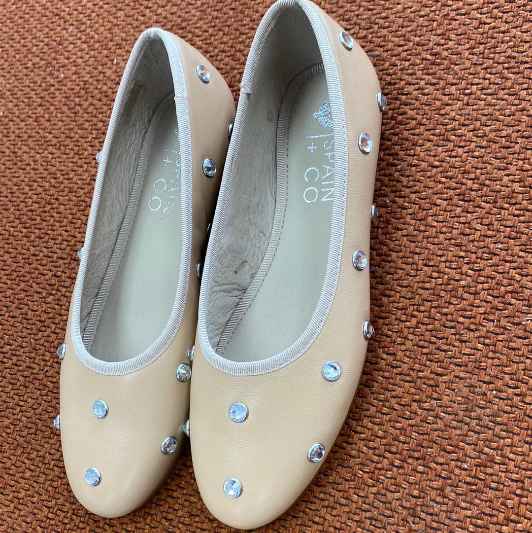 Spain+Co Nude Embellished Flat