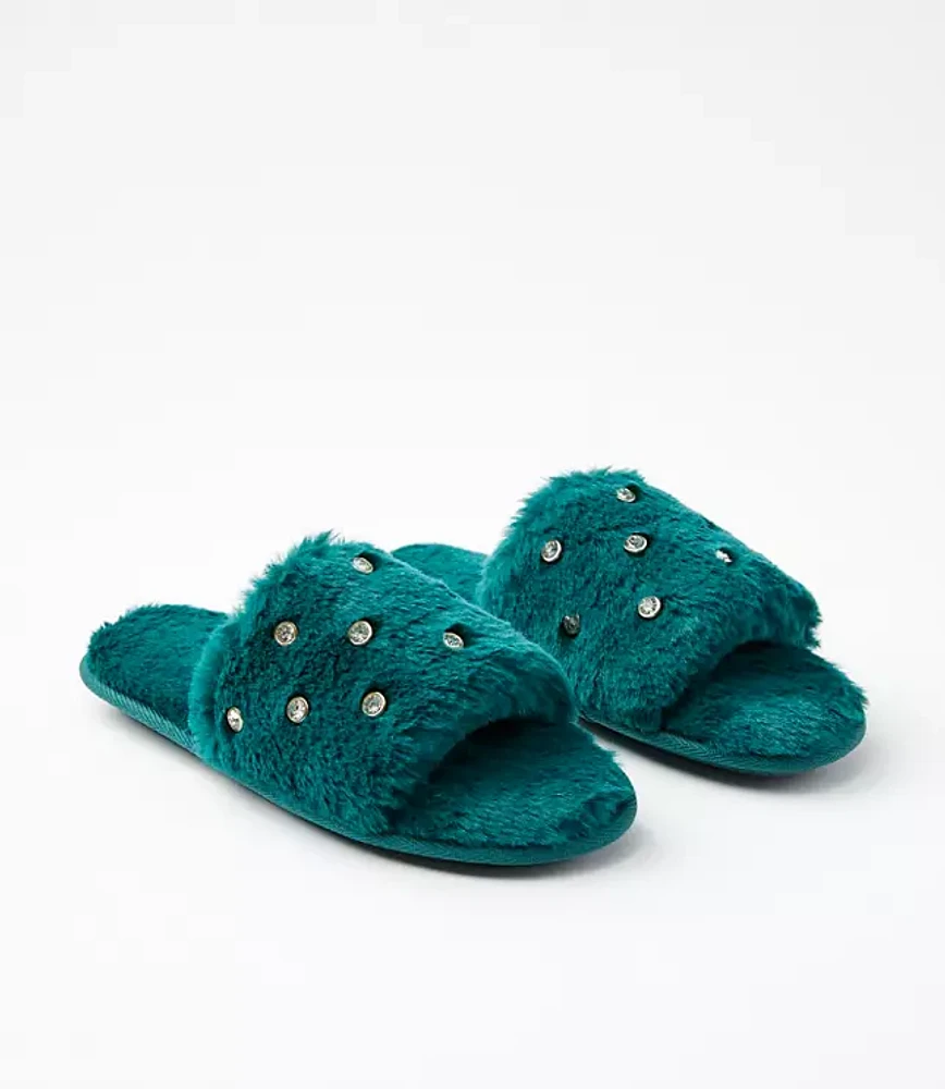 Sparkle Faux Fur Slide Slippers