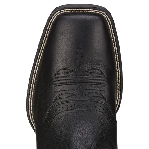 Black Wide Square Toe Western Boot - Sport