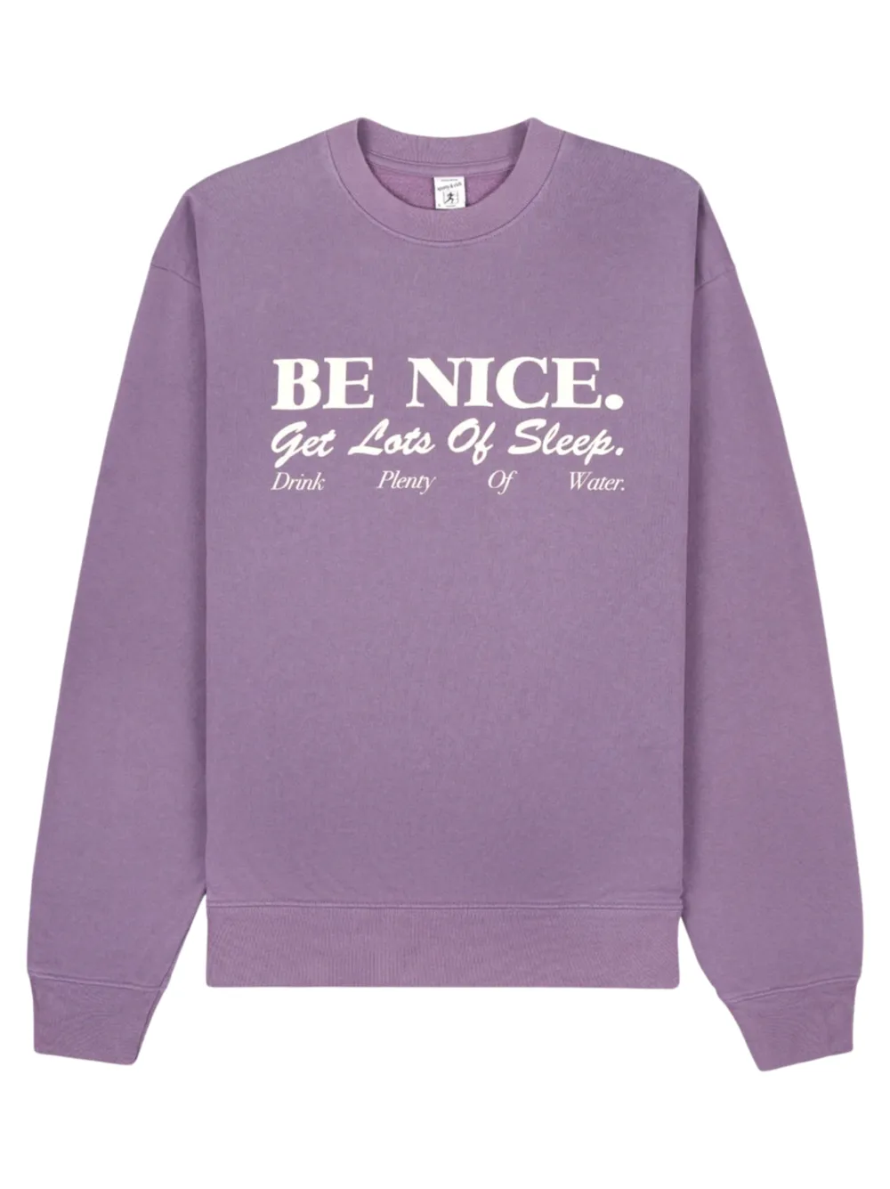 Sporty & Rich Eggplant Be Nice Crewneck Sweatshirt.