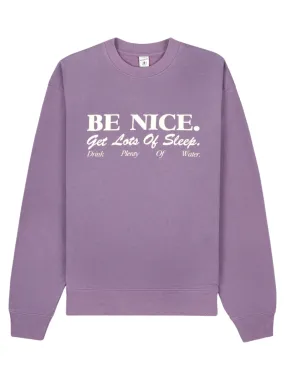 Sporty & Rich Eggplant Be Nice Crewneck Sweatshirt.