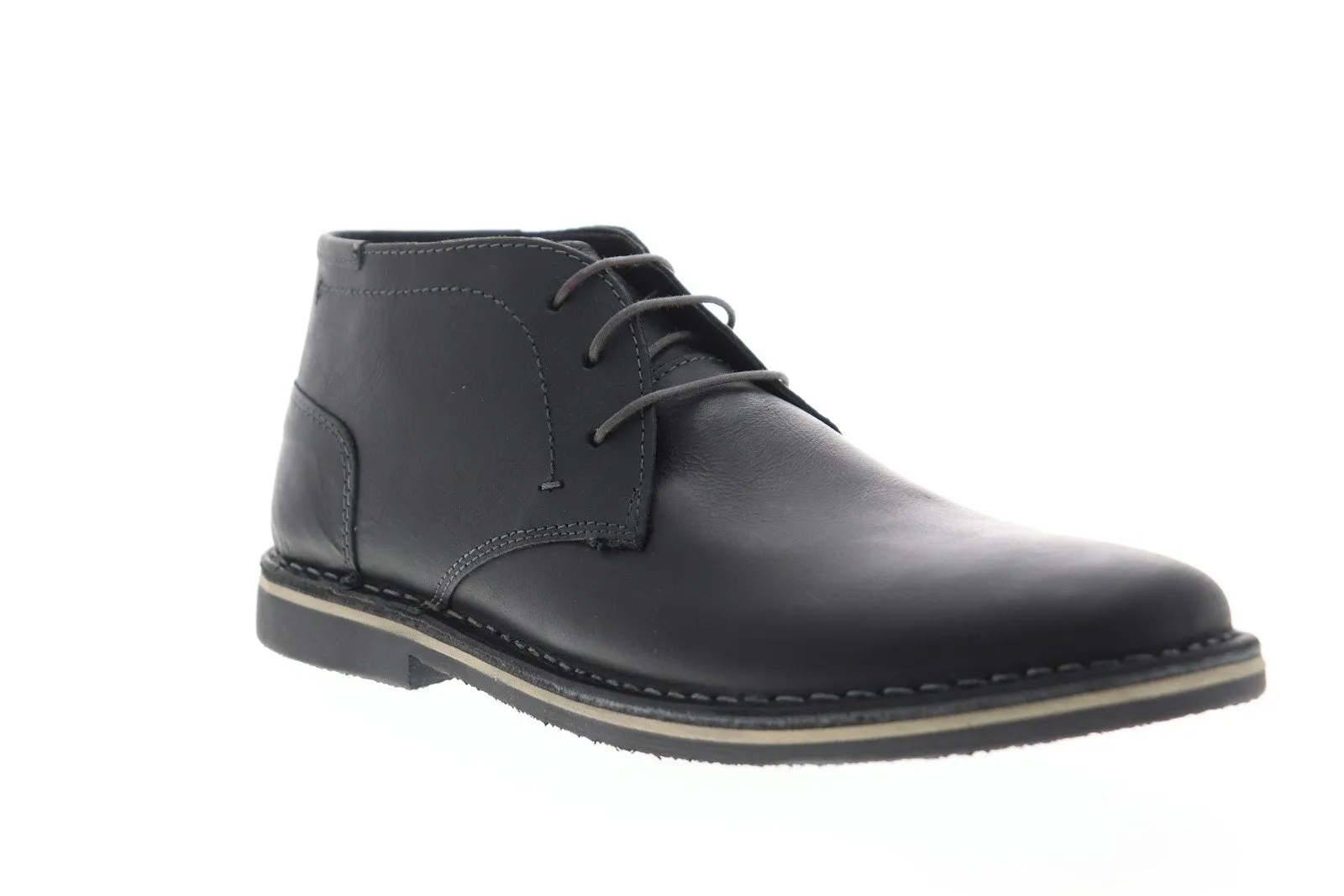 Steve Madden Black Leather Lace Up Chukka Boots for Men