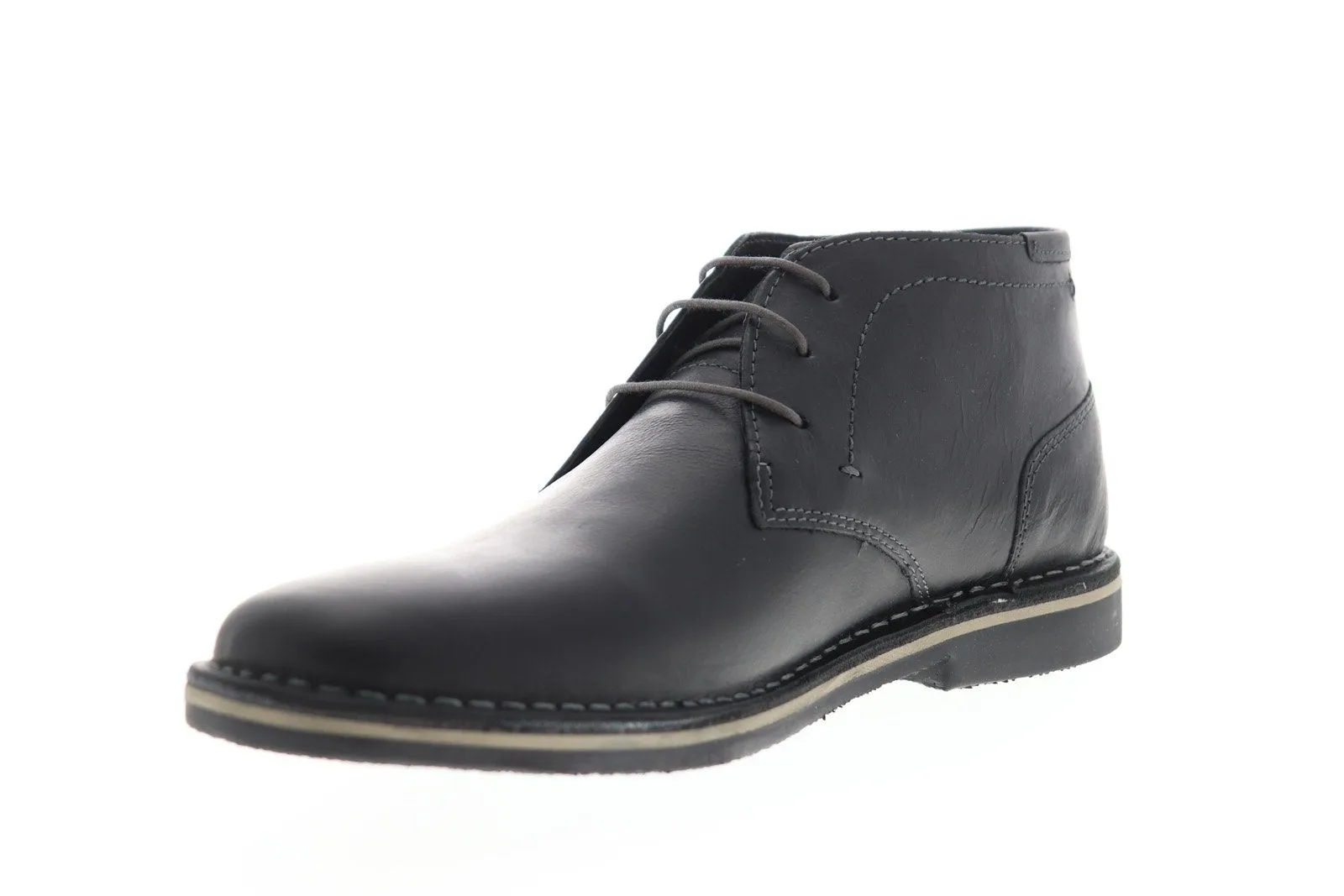 Steve Madden Black Leather Lace Up Chukka Boots for Men