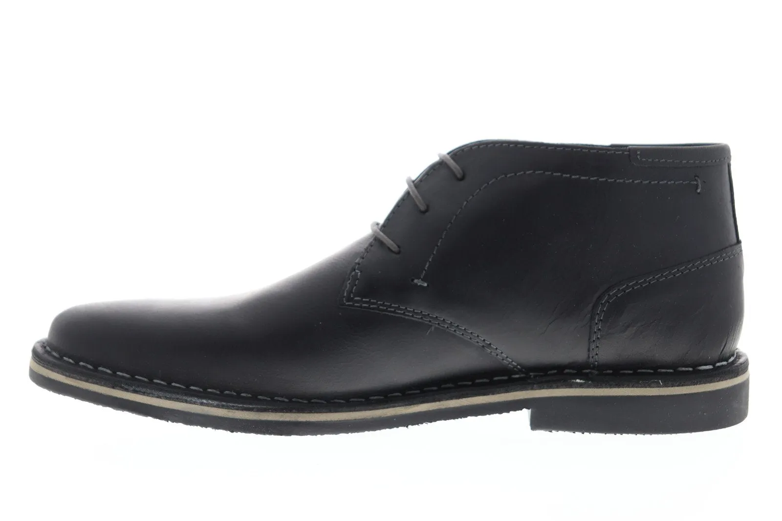 Steve Madden Black Leather Lace Up Chukka Boots for Men