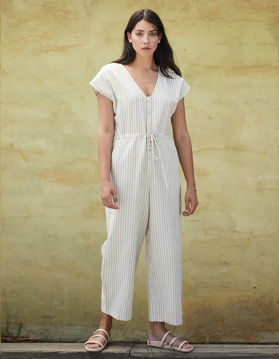 Stripped cotton jumpsuit