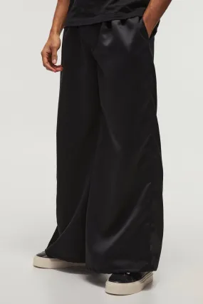 Super Wide Leg Heavy Satin Pleated Trousers