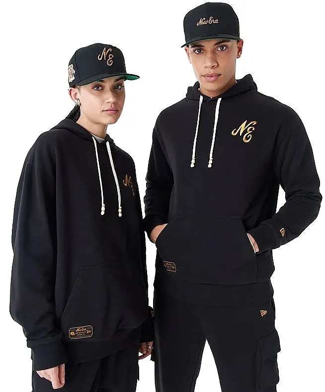 sweatshirt New Era Script Logo Oversized Hoody - Black/Metallic Gold