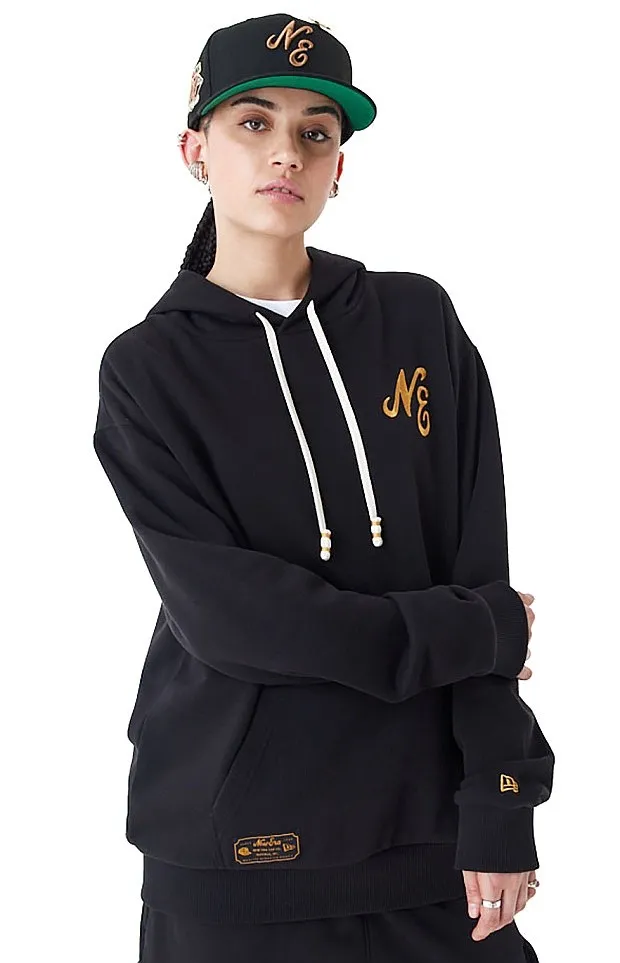 sweatshirt New Era Script Logo Oversized Hoody - Black/Metallic Gold