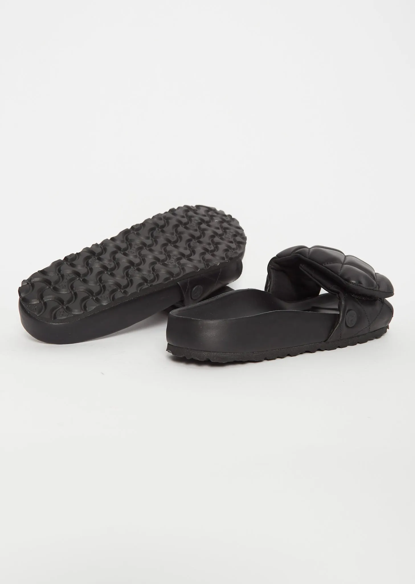 Sylt Padded Leather Slides — Black