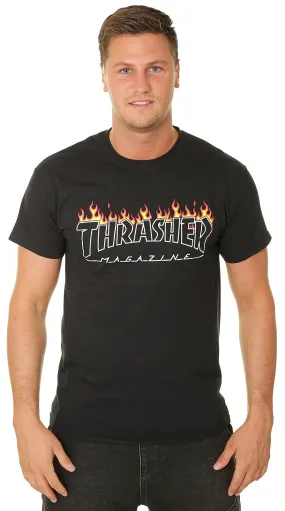 T-Shirt Thrasher Scorched Outline - Black - men´s