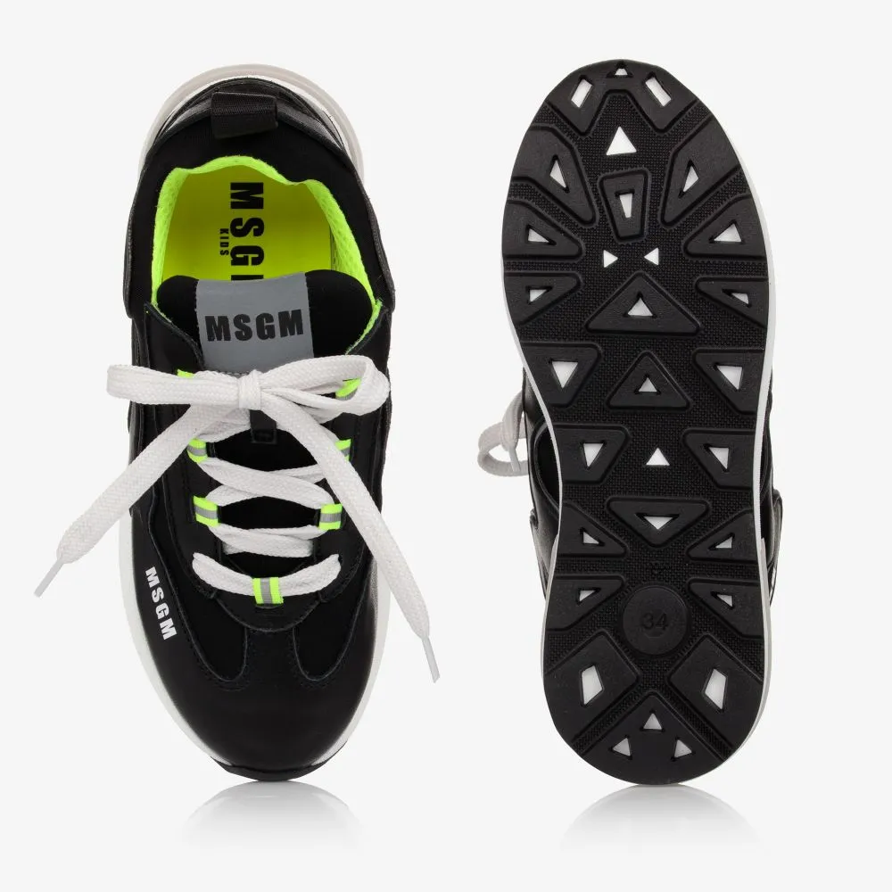 Teen Black Leather Trainers